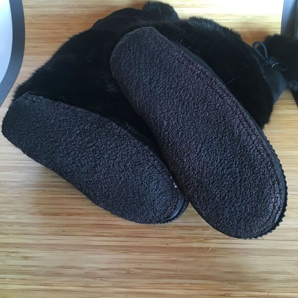 Black Suede and Fur Moccasins - Like New - Picture 7 of 10